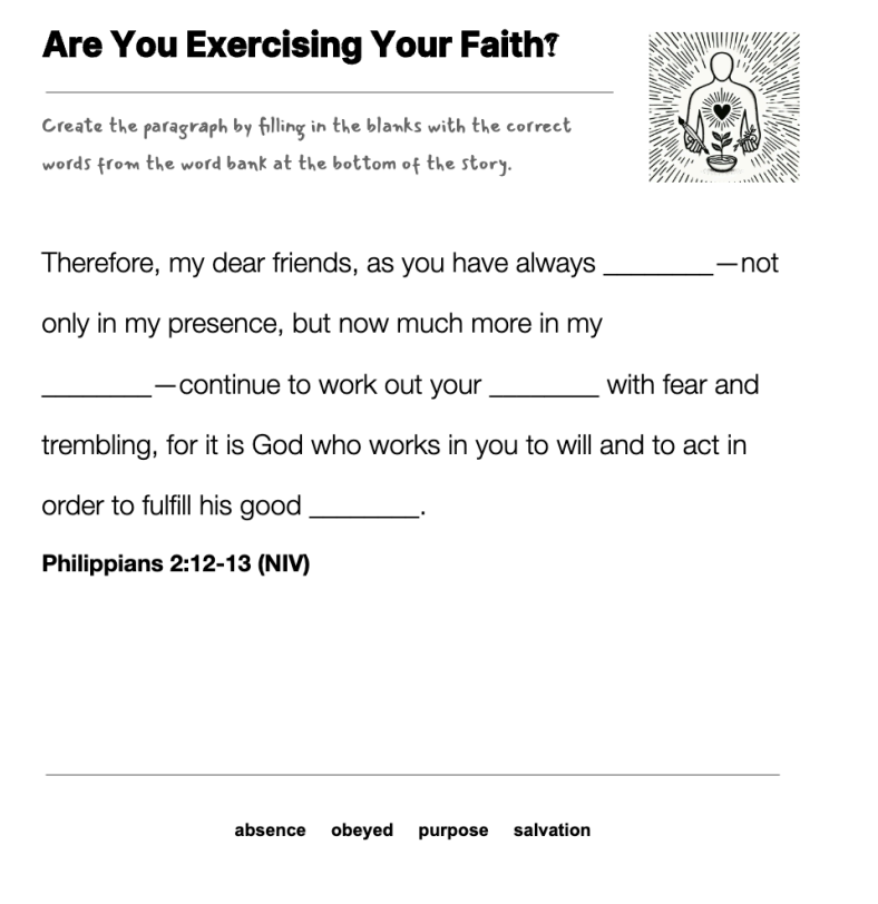 Are You Exercising Your Faith? fill-in-the-blank